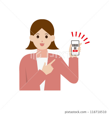 Illustration of a woman using cashless payment Illustration of a woman using cashless payment 118718510