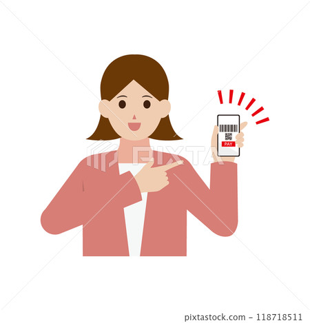 一名婦女使用無現金支付的插圖 118718511