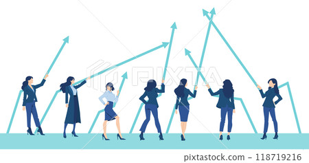 Illustration of a businesswoman heading straight for the future 118719216