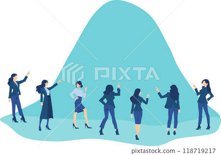 Illustration of a businesswoman heading straight for the future 118719217