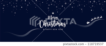christmas banner santa claus in a sleigh with reindeer vector illustration 118719537