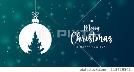 christmas greeting card with decorative christmas ball with fir tree vector illustration christmas greeting card with decorative christmas ball with fir tree vector illustration 118719541