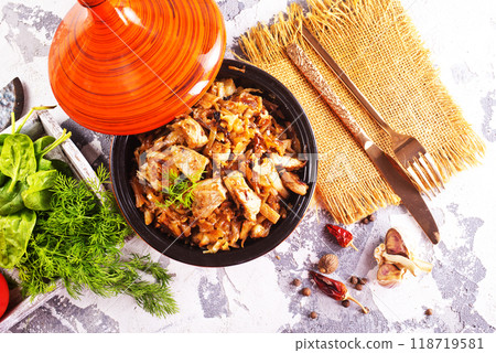 Bigos, a traditional Polish dish with cabbage, cabbage stew 118719581