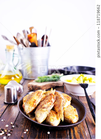 Fried fish in flour and oil Fried fish in flour and oil 118719662