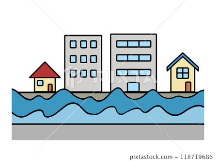 Flooded rivers and cityscape 118719686