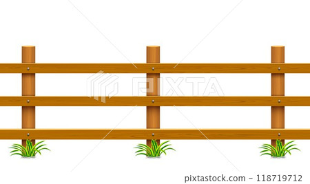 wooden fence on the white background	 118719712