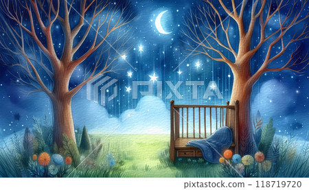 Magic Night Watercolor Background 118719720
