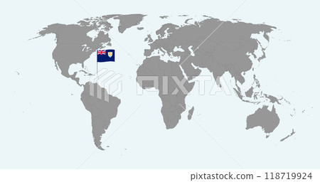 Pin map with Anguilla flag on world map. Vector illustration. 118719924