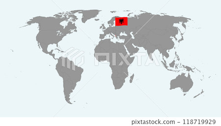 Pin map with Albania flag on world map. Vector illustration. 118719929