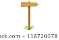blank wooden road sign on the white background	 118720078