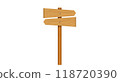 blank wooden road sign on the white background	 118720390