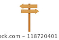 blank wooden road sign on the white background	 118720401