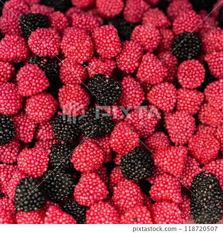 Assorted colorful gummy jelly candies. Top view. Jelly sweets. Assorted colorful gummy jelly candies. Top view. Jelly sweets. 118720507