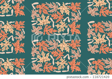 Maple leaves and maple keys in vintage colors 118721420