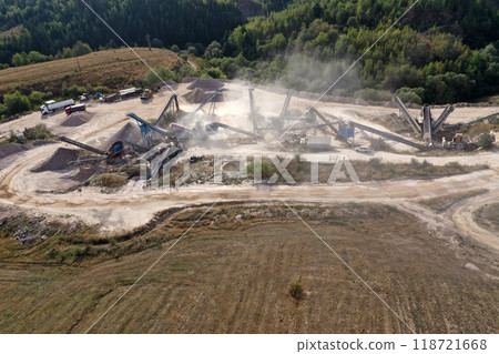 Aerial view of stone jaw crusher plant 118721668