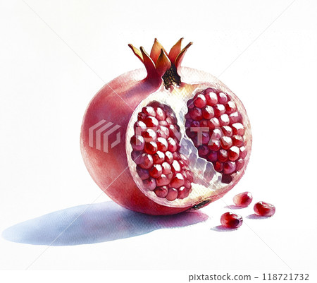 Pomegranate pulp on white background 118721732