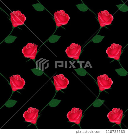 Branches of roses on a black background, vertical seamless pattern. Branches of roses on a black background, vertical seamless pattern. 118722583