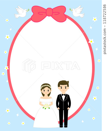 wedding invitation card with cute couple 118722586