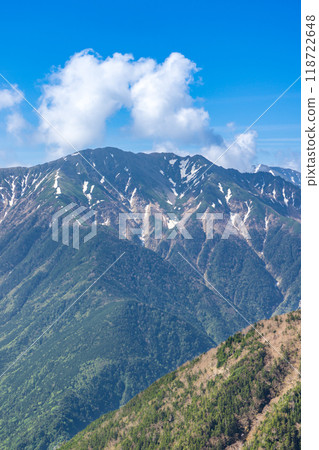 Climbing Mt. Ogouchi in the Southern Alps in early summer - Mt. Arakawa Nakadake seen from the summit of Mt. Mae-Ogouchi 118722648