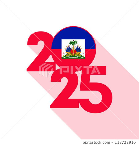 2025 banner with Haiti flag inside. Vector illustration. 118722910