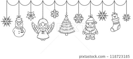 Christmas garland with doodle style toys  118723185