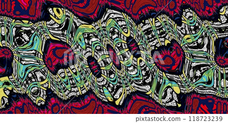 Abstract Kaleidoscope Geometry Psychedelic Art Pink Red Black White Pattern Background 118723239