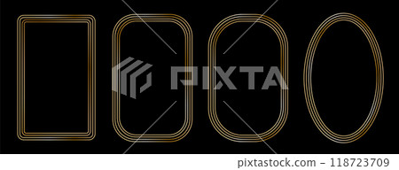 Golden frames vector. Luxury geometric frames, art deco style for wedding invitation and VIP design. Golden frames vector. Luxury geometric frames, art deco style for wedding invitation and VIP design. 118723709