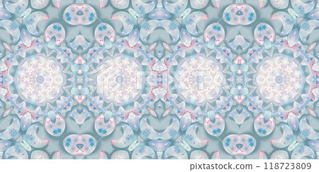 Abstract Kaleidoscope Geometry Psychedelic Art Pink Blue White Pattern Background 118723809