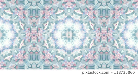 Abstract Kaleidoscope Geometry Psychedelic Art Pink Blue White Pattern Background 118723860