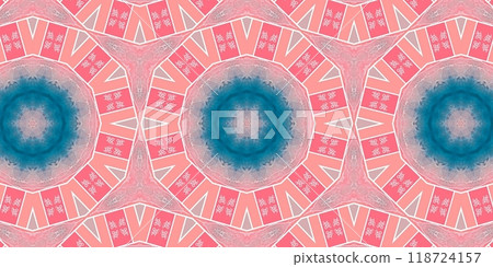 Abstract Kaleidoscope Geometry Psychedelic Art Pink Blue White Pattern Background Abstract Kaleidoscope Geometry Psychedelic Art Pink Blue White Pattern Background 118724157