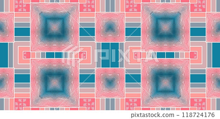 Abstract Kaleidoscope Geometry Psychedelic Art Pink Blue White Pattern Background 118724176