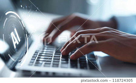 Human interact with AI artificial intelligence brain process generative AI EIDE 118724305