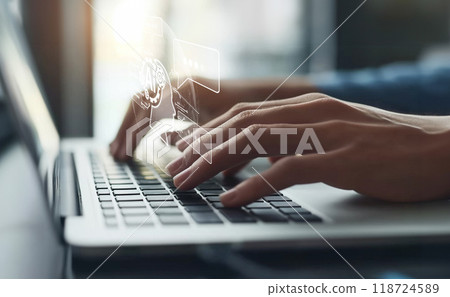Human interact with AI artificial intelligence virtual assistant EIDE Human interact with AI artificial intelligence virtual assistant EIDE 118724589