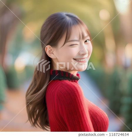 Autumn date with a beautiful woman_2_wink 118724634