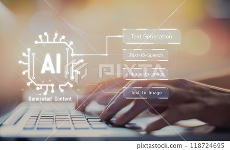 Human interact with AI artificial intelligence brain process generative AI EIDE 118724695