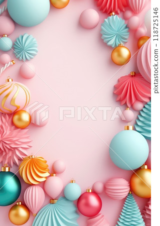 colorful christmas ball decoration in soft pastel colors colorful christmas ball decoration in soft pastel colors 118725146