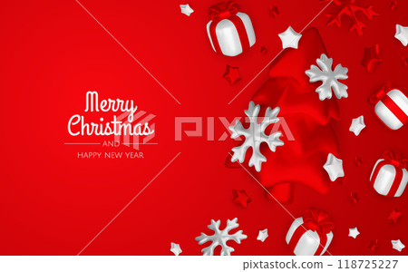 Merry Christmas and happy new year background. Christmas tree, Gift boxes, Christmas balls. Christmas element for web, banners, greeting card, template design. Merry Christmas and happy new year background. Christmas tree, Gift boxes, Christmas balls. Christmas element for web, banners, greeting card, template design. 118725227
