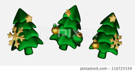 3d Christmas set. Realistic vector icon for present, birthday banners 118725339
