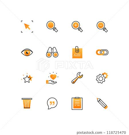Social media symbols - line design style icons set Social media symbols - line design style icons set 118725470