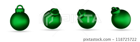 Christmas balls vector set. Christmas ball element with glossy, shinny and colorful design for holiday season decoration isolated in white background. Vector illustration. Christmas balls vector set. Christmas ball element with glossy, shinny and colorful design for holiday season decoration isolated in white background. Vector illustration. 118725722