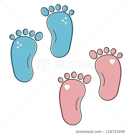 child's footprint, color isolated illustration, children's clipart child's footprint, color isolated illustration, children's clipart 118725890