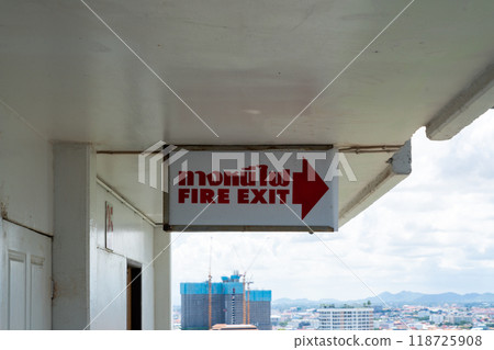fire exit on the ceiling of a building fire exit on the ceiling of a building 118725908