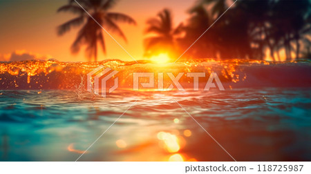 Bright sunny beach, vacation vacation concept at sea, ocean, tourism - AI generated image 118725987