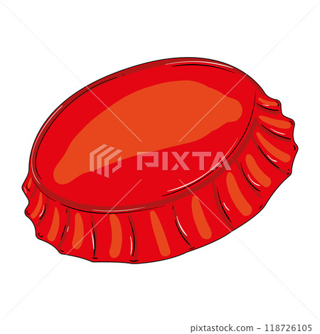Red bottle cap in cartoon style with glossy finish, Vector 118726105