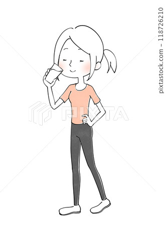 一個女人喝酒和運動的插圖 一個女人喝酒和運動的插圖 118726210