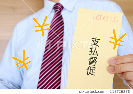 A man in a suit and a demand for payment A man in a suit and a demand for payment 118726278