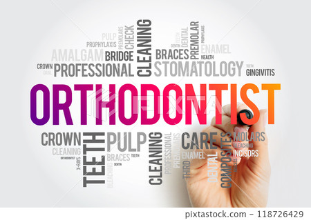 Orthodontist word cloud collage, health concept background 118726429