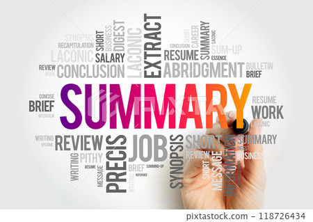 Summary word cloud collage, business concept background with marker 118726434