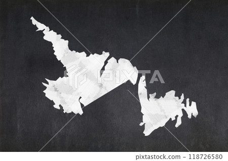 Map of Newfoundland and Labrador drawn on a blackboard 118726580