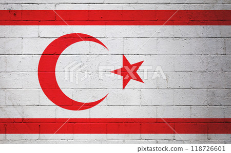 Flag of Northern Cyprus painted on a wall Flag of Northern Cyprus painted on a wall 118726601